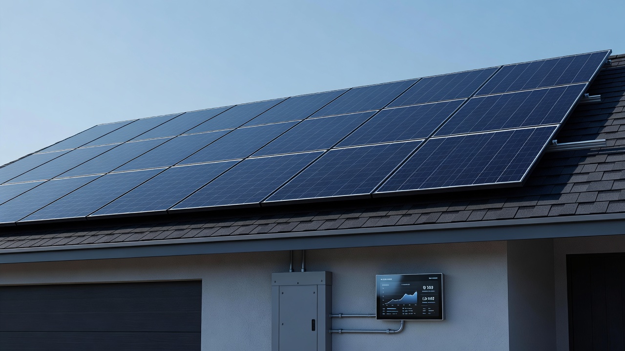 Solar panels and electrical panel with monitoring sensors